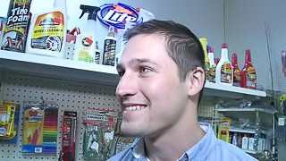 Lucas Knowles gives head in a shop and gets his gay asshole smashed